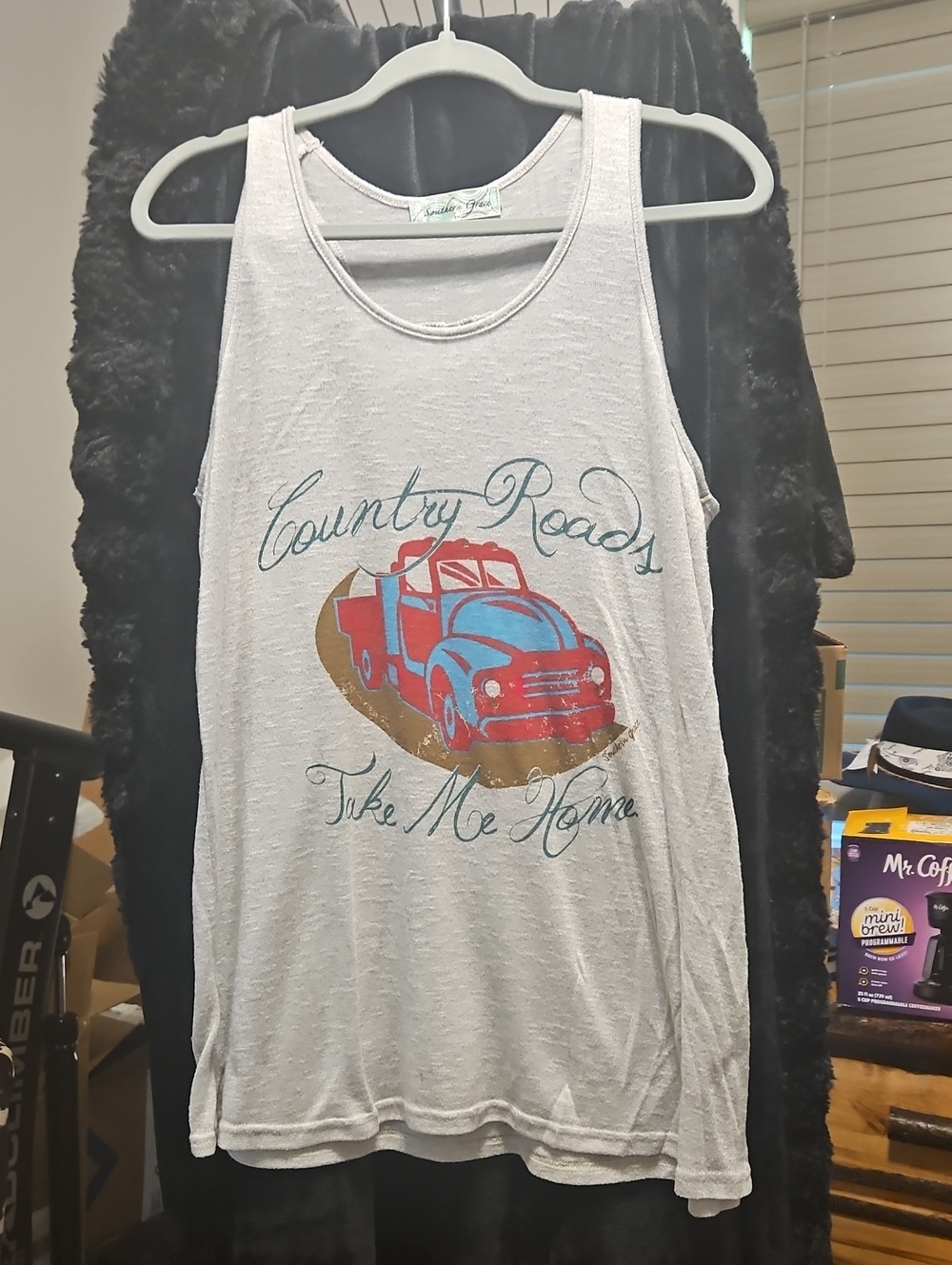 Country Roads Graphic Tank Top - Vintage Truck Print